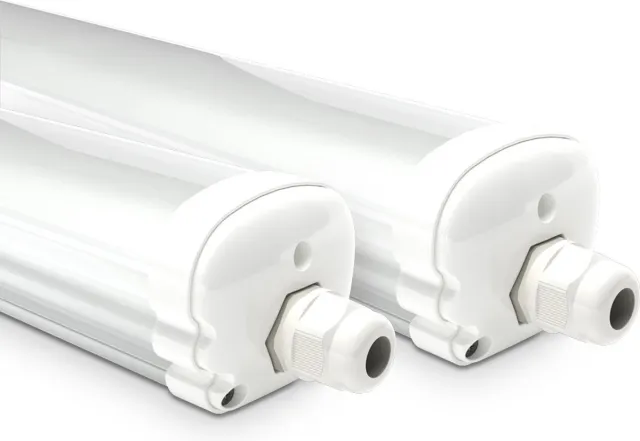 HOFTRONIC S Series - 2 Pack LED TL armaturen 150cm - IP65 waterdicht - 6500K Daglicht wit licht - 48W 5760 Lumen - Koppelbaar - Tri-Proof plafondverlichting
