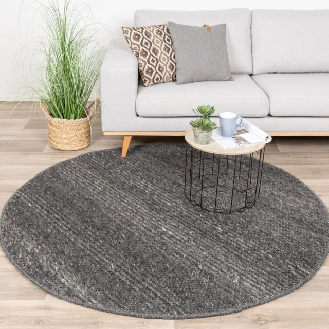 NATURL. Rond wollen vloerkleed - Feline Antraciet/Gemeleerd - Ø 280cm