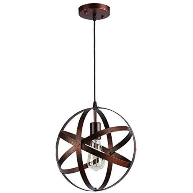 Riserva Industriële Hanglamp, Ronde Metalen Kroonluchter Roestkleurig van IJzer, E27 fitting, Zonder Lamp, voor Woonkamer, Eetkamer, Keuken