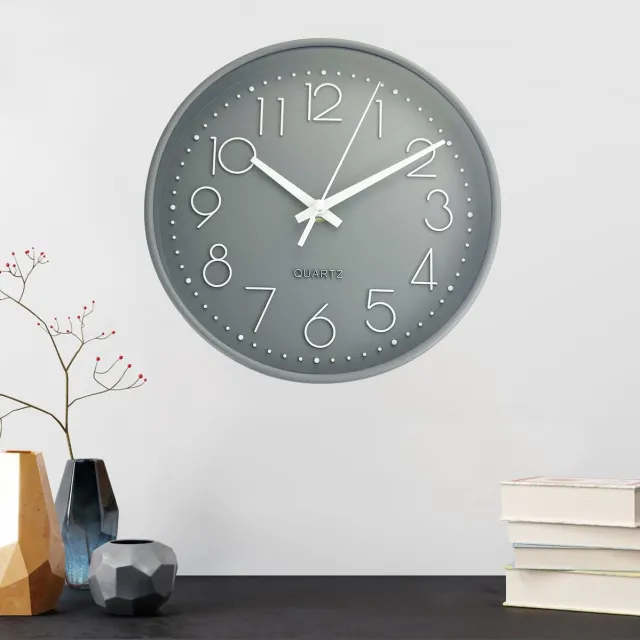 Diompirux 8 inch/20 cm wandklok, maakt gebruik van verbeterd uurwerk, stil en tikt niet, wijzerlengte volgens de gulden snede, gemakkelijk af te lezen, voor thuis, school, kantoor, bibliotheek...