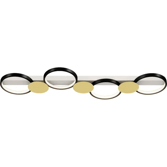 Homcom Ceiling Light-Staal, Siliconen-100L x 31B x 7H cm-Zwart+Goudtint Zwart, Goudtint, Wit