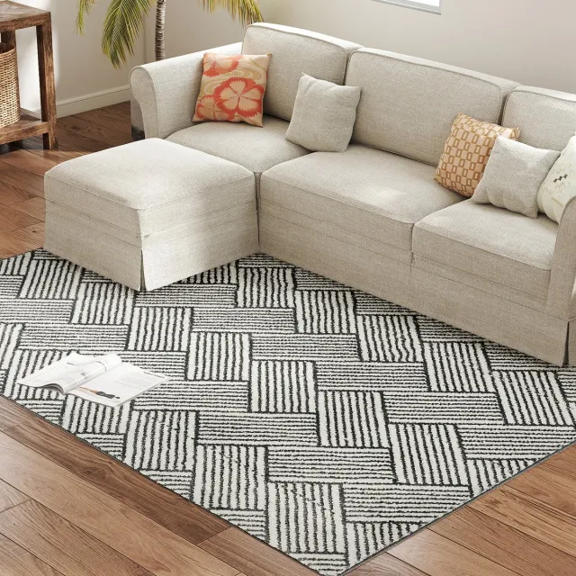 ECTEATOY Vloerkleed 200x140 cm Grijs - Kortpolig Tapijt - Machinewasbaar & Hypoallergeen - Voor Woonkamer & Slaapkamer