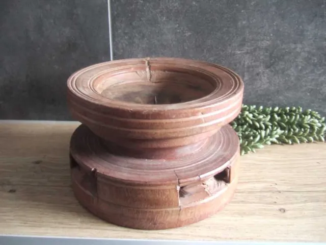 Overwijk Decoratie Houten bajini kandelaar bruin