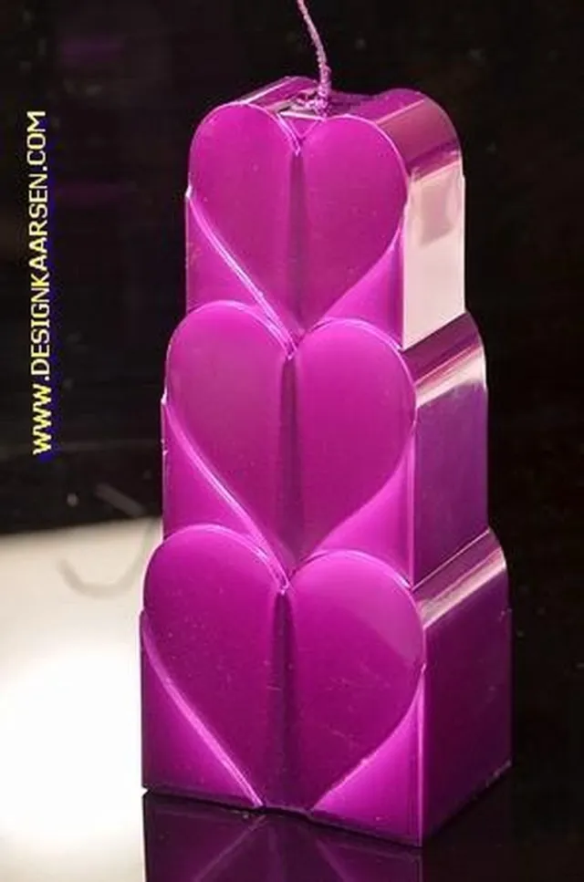 MilaNNE Gestapelde Harten Kaars, LILA METALLIC, hoogte: 18cm