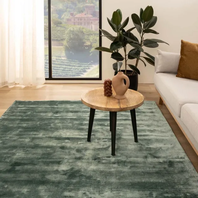 Paon Brillant Viscose vloerkleed vierkant - Pearl azuurblauw 200x200