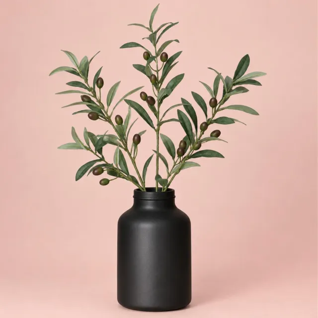 Bellatio Design Kunstplant Olijf takken - 3x - 75 cm - groen - olijfboom - siertakken stelen - decoratie