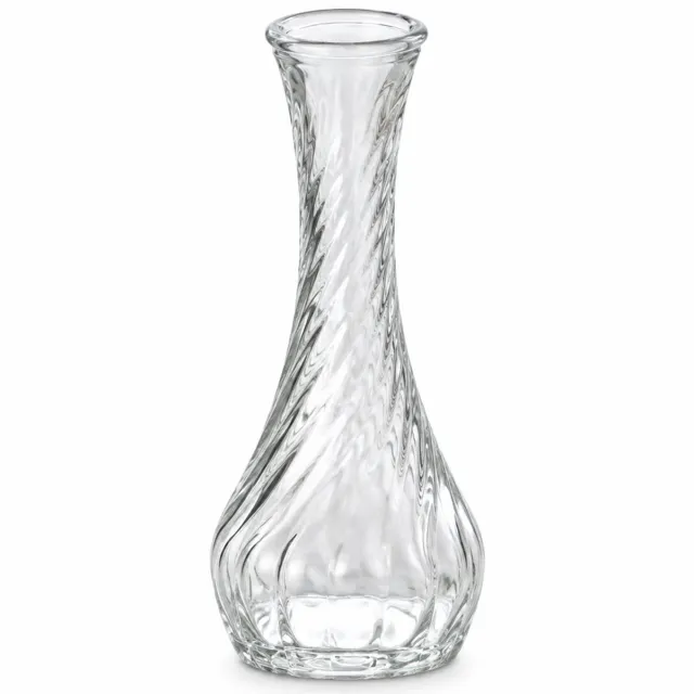 SWGOTA Transparante glazen vaas met spiraalreliëf - 15,4 cm hoog, 6,7 cm breed - slanke hals - voor kunstbloemen - kartonnen verpakking