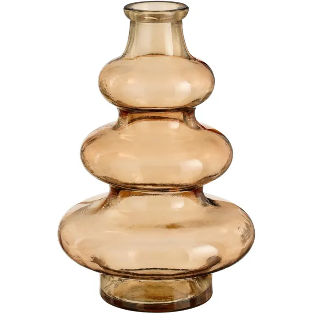 Mica Decorations Bloemenvaas Sira - transparant glas - bruin - D14,5 x H22 cm - vaas - sierlijk model Lichtbruin