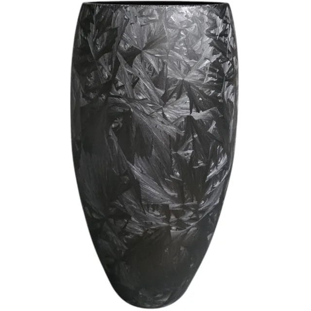 Terroso Handgemaakte Glazen Vaas – Zwart Marmerlook Design, 38 cm Hoog – Moderne Decoratie voor Woonkamer of Tafel Zwart Frost