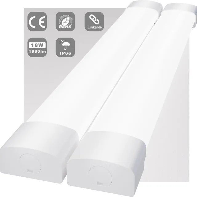 MODLICHT 2PCS LED Batten 60 cm 18W 5000K 2000LM - Daglicht wit - LED TL Armatuur - Voor werkplaats, schuur en als onderbouwverlichting