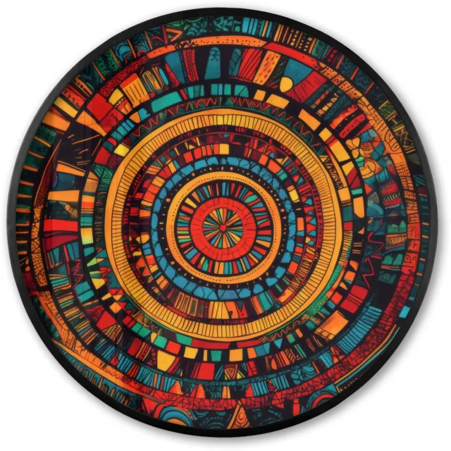 FrameYourWall Poster in lijst Rond - Fotolijst 80x80 cm - Posters - Mandala - Cirkels - Patronen - Ronde posterlijst zwart - Decoratie - Wanddecoratie woonkamer - Muurdecoratie slaapkamer