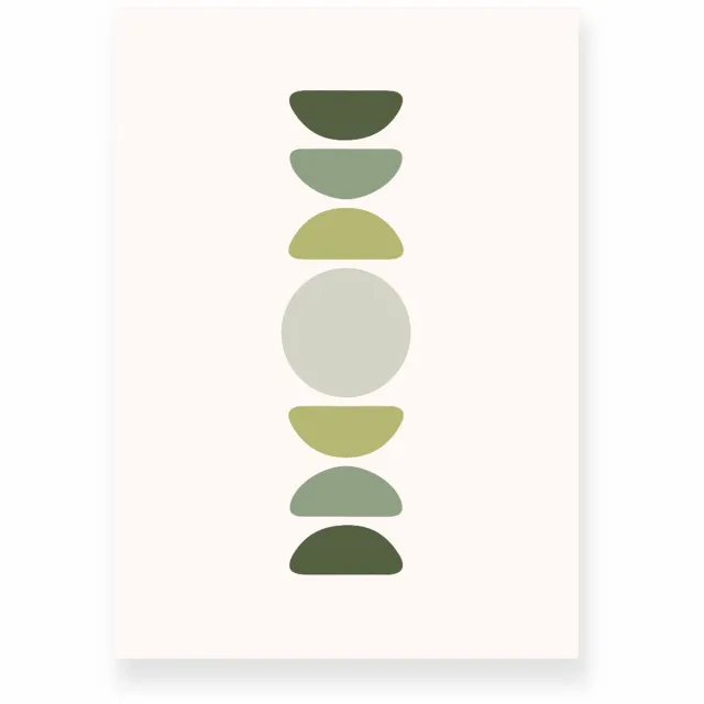 Yisual Poster 30x40 cm - Abstracte Geometrie - Groen - Beige - Japandi - Minimalistisch - Muurdecoratie - Wanddecoratie