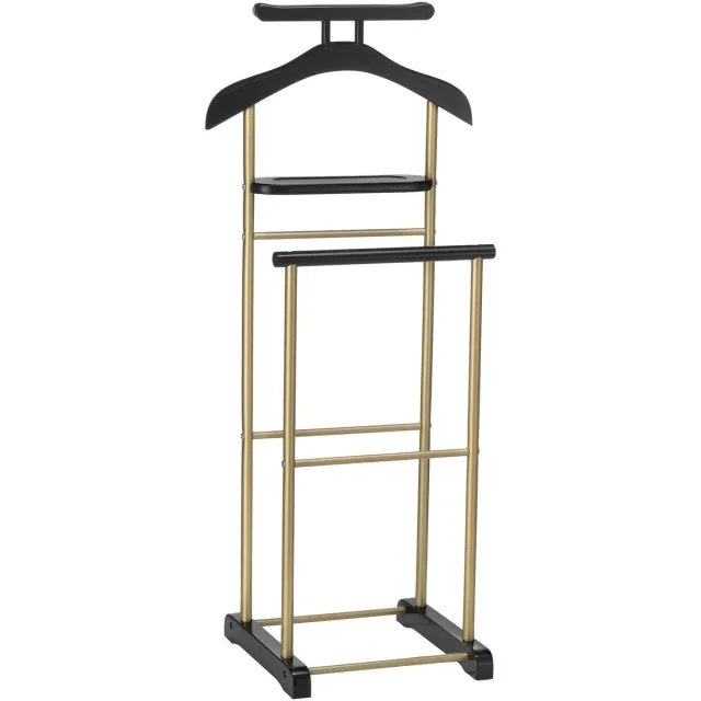 IDIMEX Kledingrek MEDINA met kleerhanger, broekhanger en opbergplank – zwart/goud