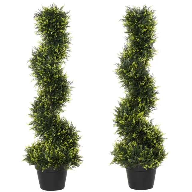 ZYLARO Kunstmatige spiraalplant - Spiraalvormige cederboom - Inclusief pot - 90 cm - Voor binnen en buiten - Groen