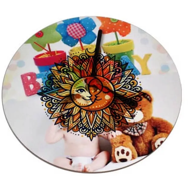 Mr Cadeautjes Klok rond Ø 19 - design Zon & maan mandala | cadeau Wit