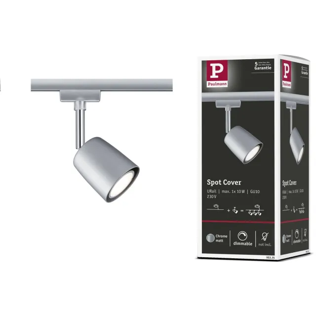 Paulmann URail Railspot Cover Losse spot GU10 max. 10W dimbaar 230V Chroom mat, Chroom