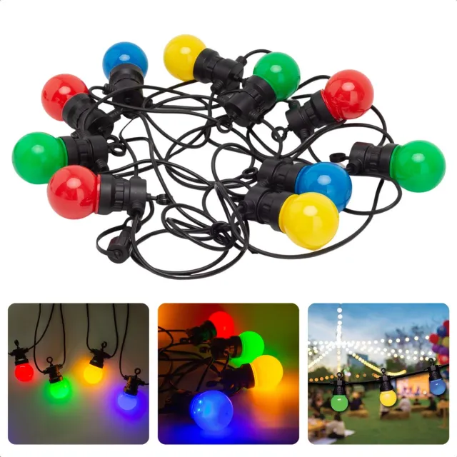 Cheqo Feestverlichting - Lichtsnoer - Tentverlichting - Fairy Lights - 10L, 3V/20mA - 8 Lichtfuncties - 50cm Afstand - 9.50m Snoer - IP44 Beschermwaarde - 2.4W Power Consumption - Ophangoog - Binnen & Buiten