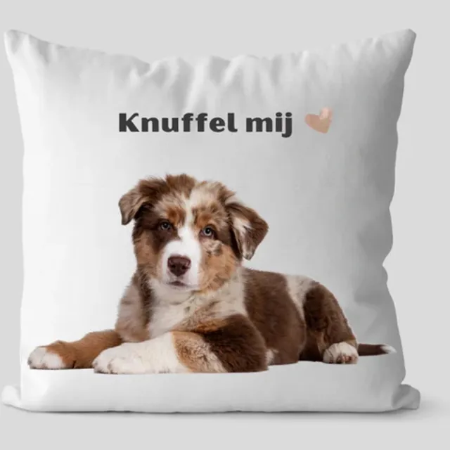 Petshop Seven Kussen met foto | Gepersonaliseerde Kussen | Sierkussen met foto | Knuffel Mij Hondenkussen | Petshop Seven Wit