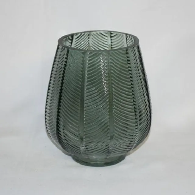 Mica Decorations Mica - Kaarshouder - vaas - groen - glas - 15 x Ø 12.5 cm