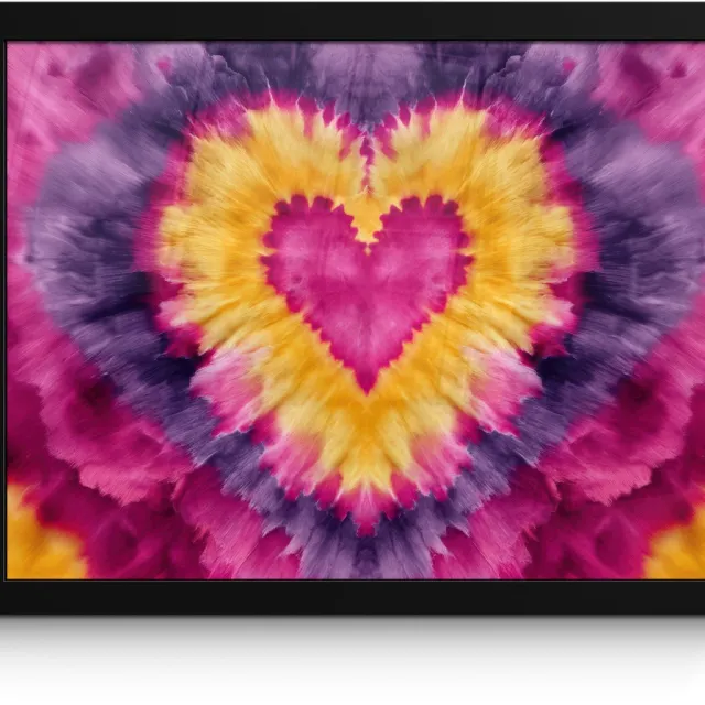 FrameYourWall Poster in lijst - Fotolijst 40x30 cm - Posters - Tie dye - Hartvorm - Vlammen - Oranje - Posterlijst zwart - Decoratie - Wanddecoratie woonkamer - Muurdecoratie slaapkamer