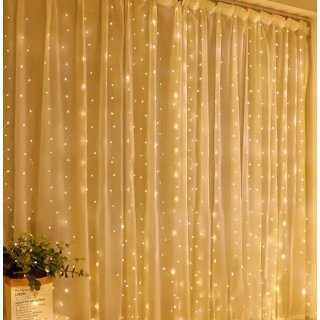 longziming LED Gordijnverlichting - Sfeerverlichting Gordijn - USB LED Net - Warmwitte LED - Buigbare Koperdraad - Eenvoudige Installatie Met Haken - Veelzijdig Voor Binnen En Buiten - 1 Stuk