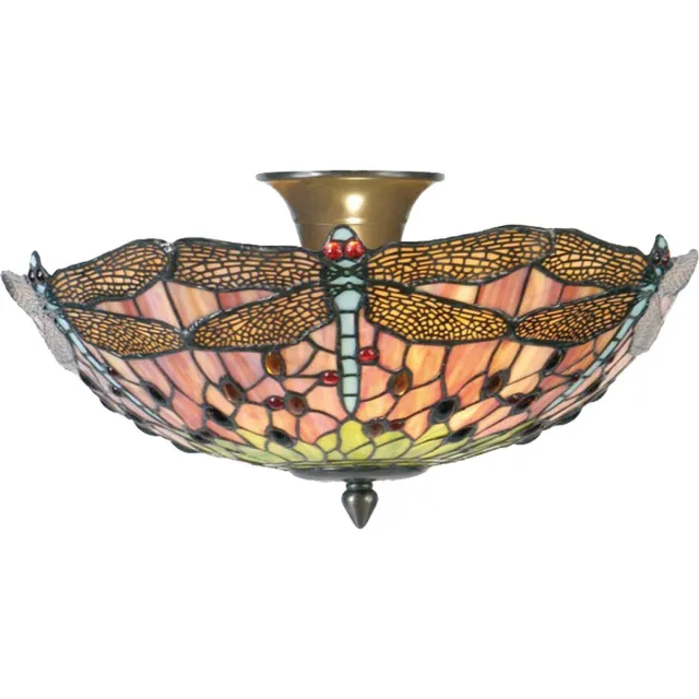 Lumilamp Plafondlamp Tiffany Ø 40x23 cm Roze Metaal Libelle