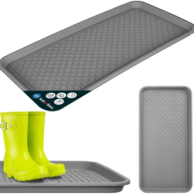 KOTARBAU Schoenenlekbak, Lekbak Schoenen, Kunststof, 38 x 76 cm, Grijs, Schoenendruipbak, Schoenmat, Laarzen Afdruipmat, Schoenafdruipbak, Schoenenschaal, Lekbak voor Natte Schoenen