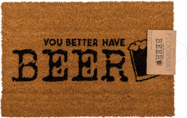 Out of the Blue Vloermat, You Better Have Beer - 60 x 40 cm - Kokosfaser/PVC - Originele deurmat - Bier accessoire bruin