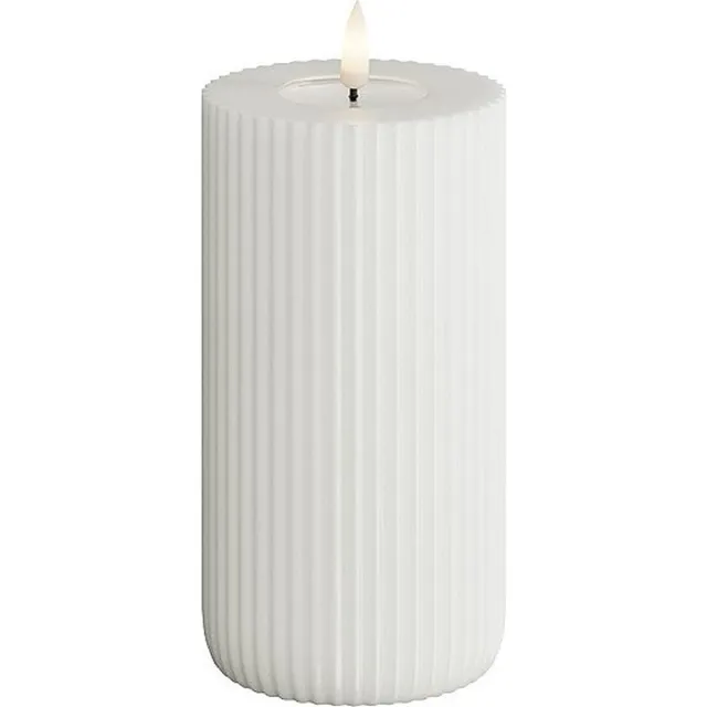 Deluxe Homeart Led Kaars Solid Stripe White 7,5 x 10 cm Wit