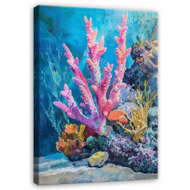 WALLARENA Canvas schilderij - 40x30 cm - afbeelding van een koraalrif in de oceaan voor slaapkamer of salon multikleurig