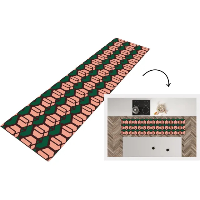 KitchenYeah Keukenloper - Loper keuken - Kubus - Patronen - 3D - Keukenloper vinyl Multicolor