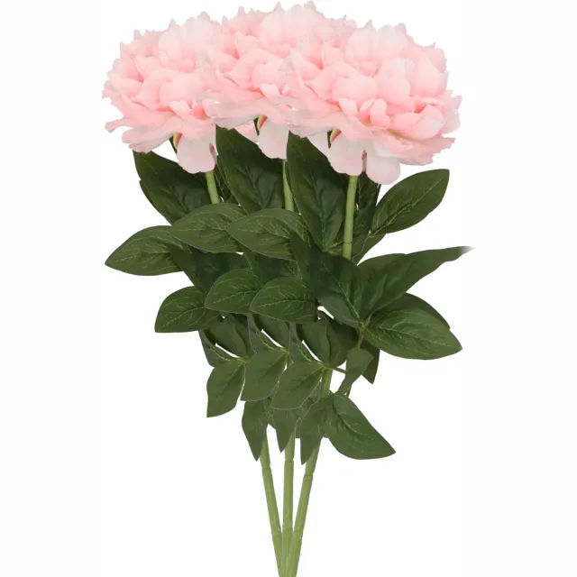 DK design Kunstbloem pioenroos - 3x - licht roze - zijde - 71 cm - kunststof steel - decoratie bloemen Lichtroze