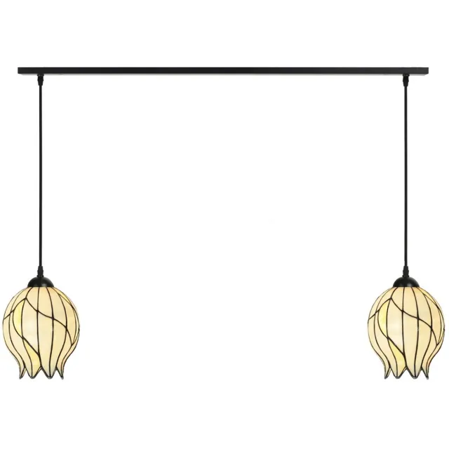 Coloured by Art 2 x Tiffany Nature Open lampen aan plafondbalk - Art Deco Trade Zwart
