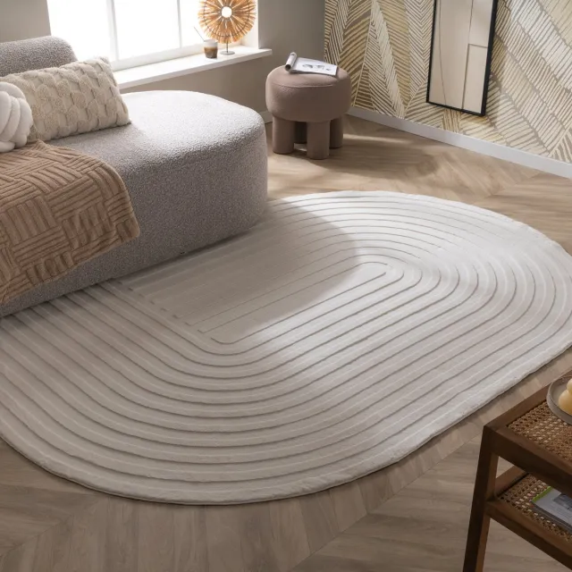 Fraai Organisch Vloerkleed - Flowy Arch Creme | Wasbaar - 230x330cm Crème