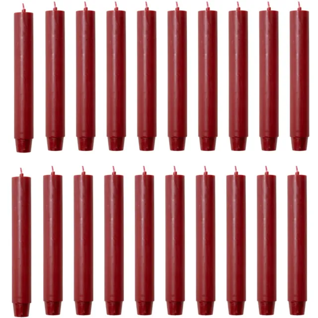 Rustik Lys chique mooie dinerkaarsen pak van 20 stuks 2.6 x 18 cm in de kleur Antiek Rood
