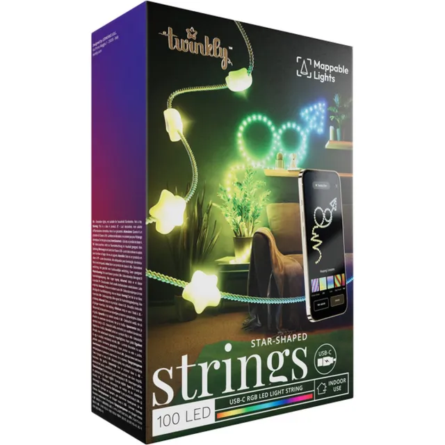 Twinkly Candies Stars Lichtsnoer - 200 LED RGB - 12 meter - App-gestuurd - Binnen - Groen snoer