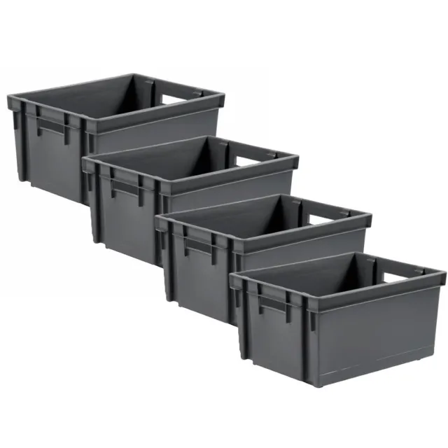 EDA Opbergkrat stapelbaar - 4x - kunststof - 10 Liter - L32 x B26 x H18 cm - grijs - opbergbak - opbergen