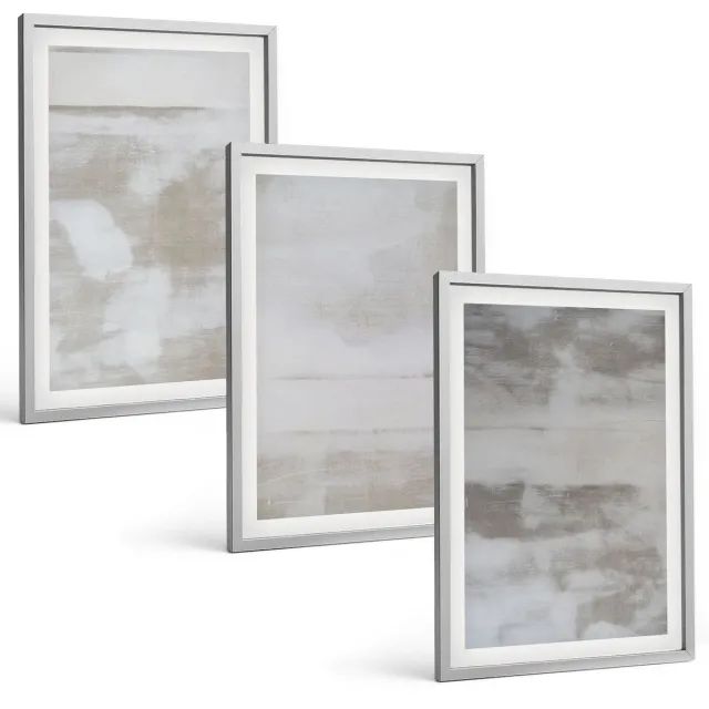 TULUP 4-Delige Schilderij Set - Versleten texturen, moderne industriële stijl - 40 x 60 cm - Stijlvolle Wanddecoratie - Interieur Zilveren lijst