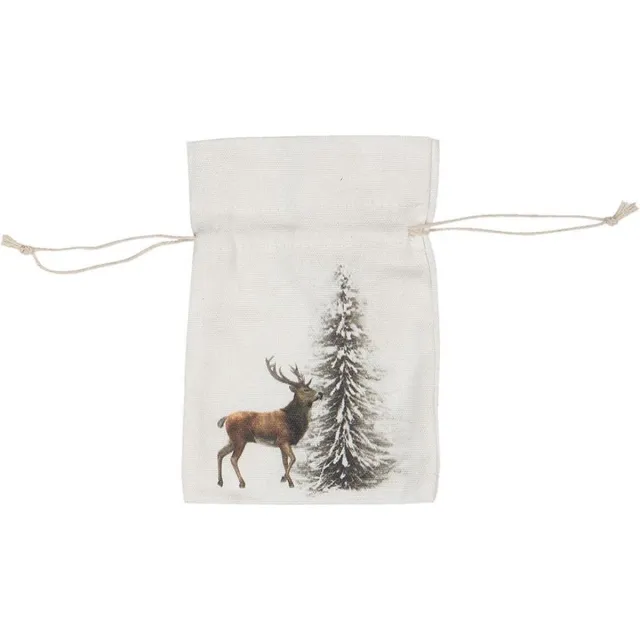 Clayre & Eef Decoratie Hanger Rendier 10*15 cm Beige Synthetisch Rechthoek Kersthanger Kerstboomversiering Transparant