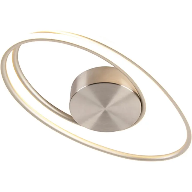 QAZQA rowan - Design Dimbare LED Plafondlamp met Dimmer - 1 lichts - L 500 mm - Staal - Woonkamer | Slaapkamer | Keuken Staal LED