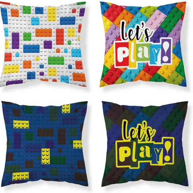 GAME Bricks Sierkussensloop Game Kussensloop Glow in the Dark 40x40cm EXCL vulling Pastel;Meerkleurig