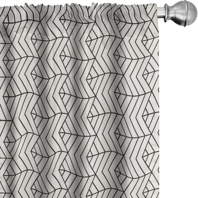 ABAKUHAUS Geometrische Gordijnen – 2x75x175 cm – Microvezel – Beige/Koksgrauw Beige Koksgraue
