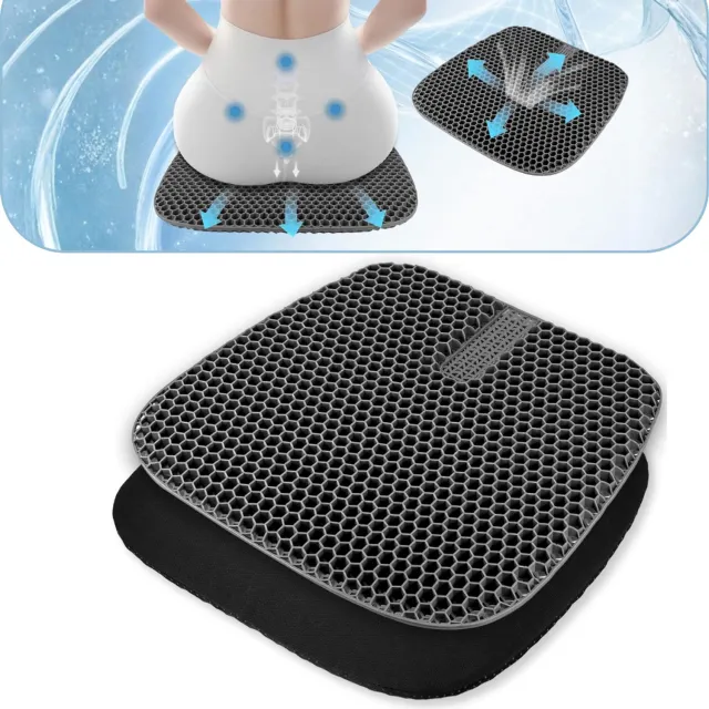 Br@ndless Gelkussen voor Zitontlasting - Zitkussen - Ergonomisch Kussen voor Stoel - 42x40x3 - Zwart