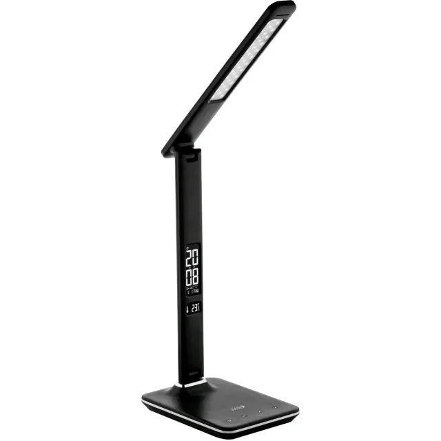 Avide LED Bureaulamp Nathan Dimbaar 6W - Met Kalender + Alarm + Klok + Thermometer Functie - 360 lumen - Zwart