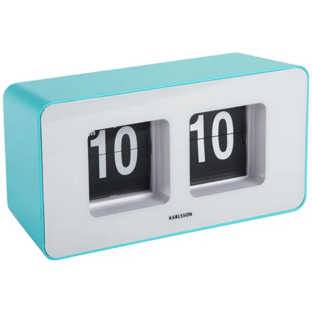 Karlsson Wandklok Funky Flip - Turquoise - 7x17.7x9.2cm - Wandklok Scandinavisch Blauw