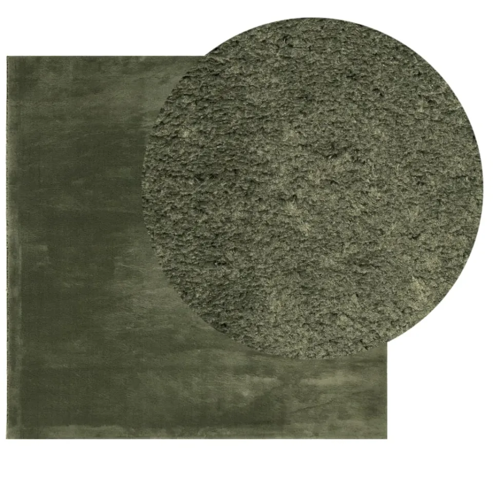 vidaXL Rug HUARTE Green 120 x 120 cm 100% Polyester Plat Groen