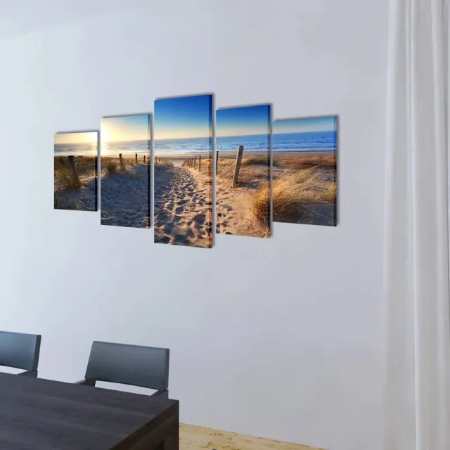 vidaXL Canvas muurdruk set zandstrand 200 x 100 cm Meerkleurig