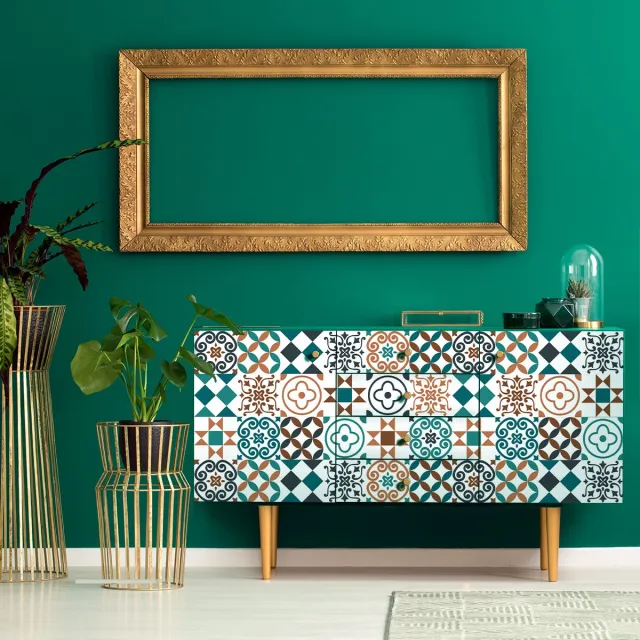 Ambiance Sticker Meubeldecoratiestickers - Zelfklevende stickers voor keuken en woonkamer - 60 Ayrton meubeltegelstickers - 60 stickers 20x20cm Multi color