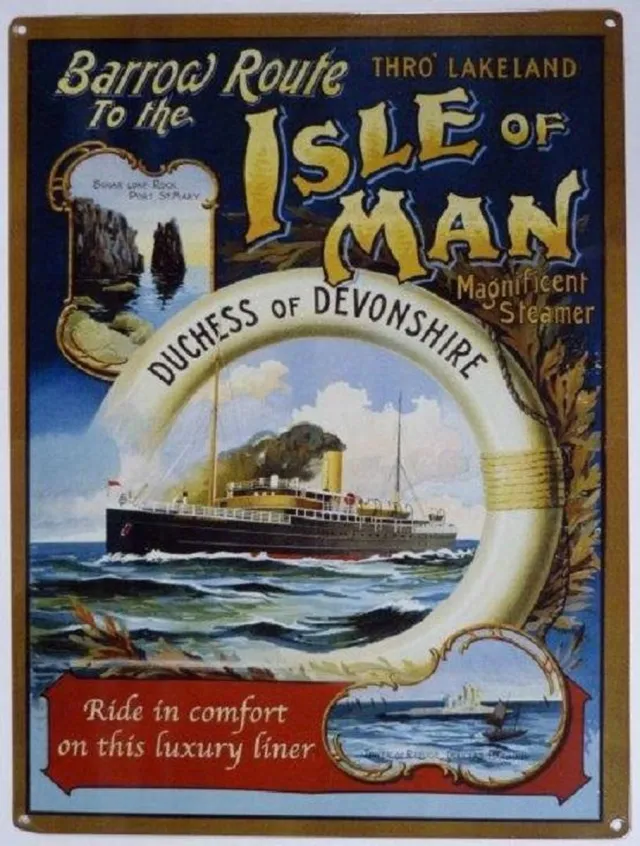 metal signs UK Wandbord - Barrow Route To The Isle Of Man -30x40cm multi