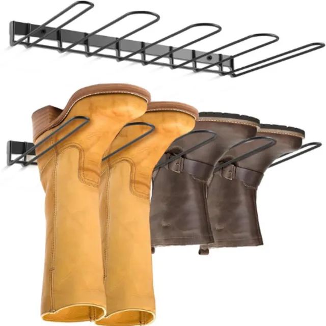 BOG Metalen Schoenenrek Voor 4 Paar Schoenen - Zwart Schoenenrek Voor Laarzen En Werklaarzen - Compact Schoenenrek Voor Hal Entree Garage En Patio